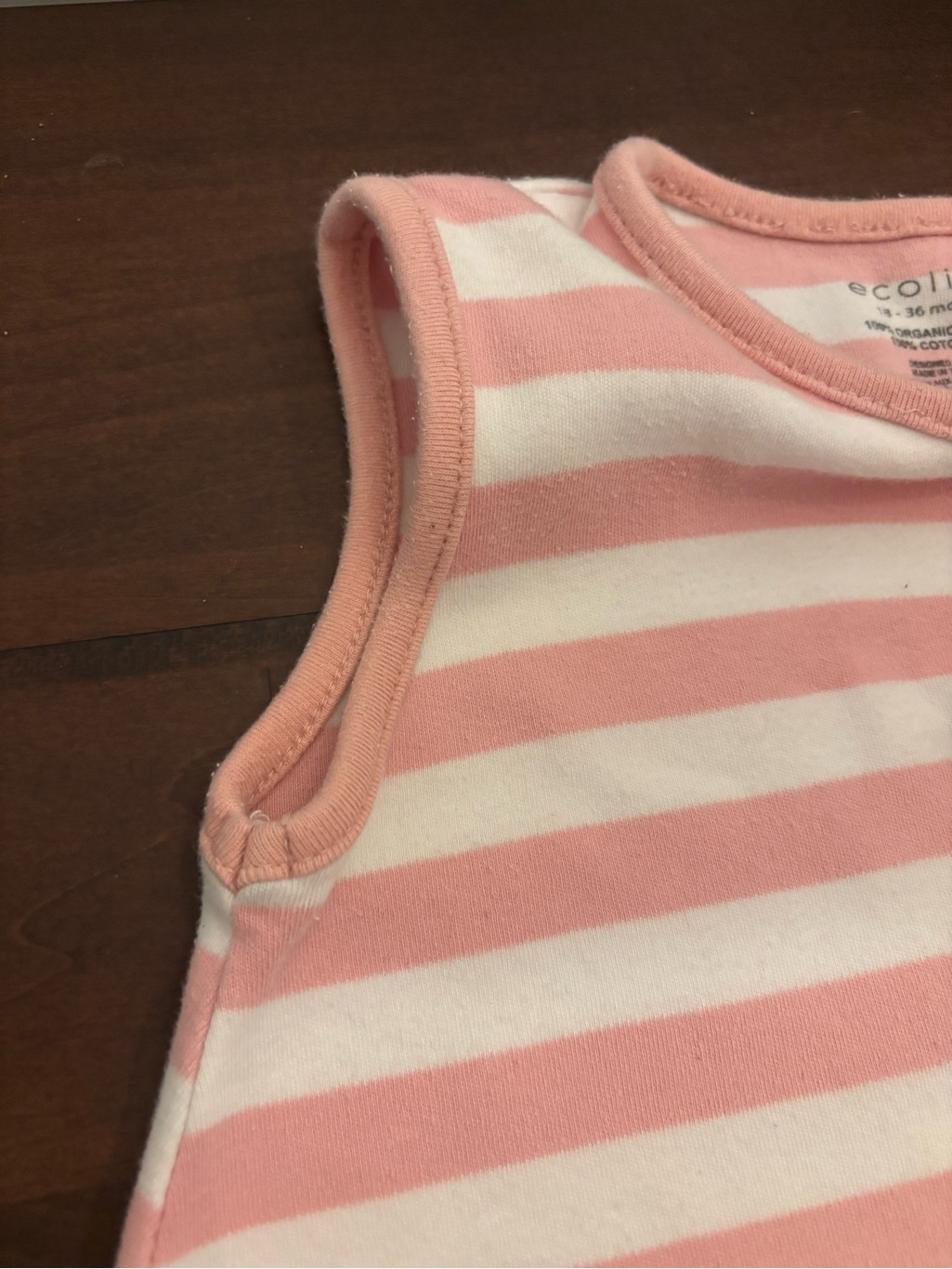 Woolino Ecolino Pink & White Striped Sleeveless Baby Sleep Sack 100% Cotton — image 7 of 8